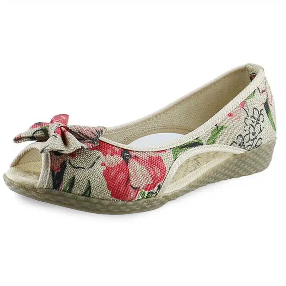 Vintage Women Flats Summer New Soft Canvas Embroidery Shoes Casual Slip On Bow Dance Flat Sandals For Woman Zapatos Mujer 13