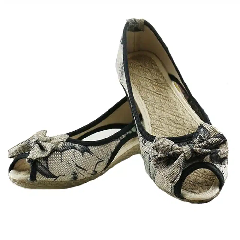 Vintage Women Flats Summer New Soft Canvas Embroidery Shoes Casual Slip On Bow Dance Flat Sandals For Woman Zapatos Mujer 14