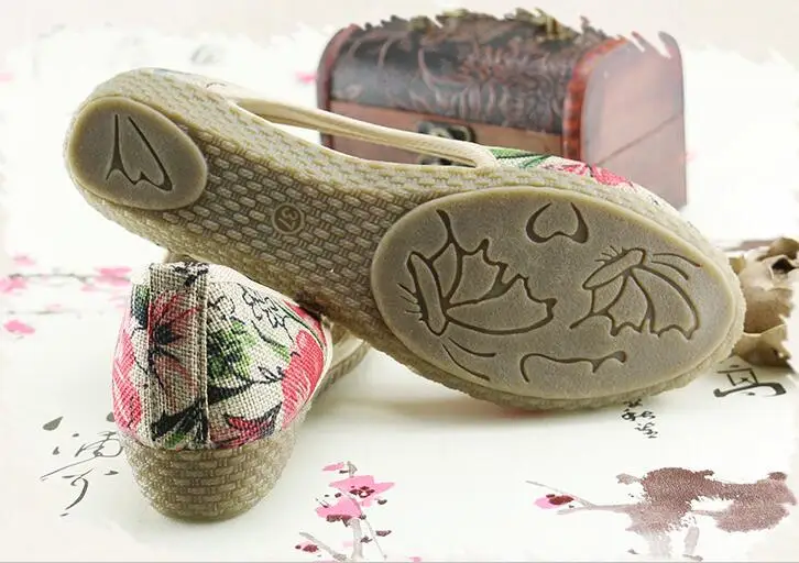 Vintage Women Flats Summer New Soft Canvas Embroidery Shoes Casual Slip On Bow Dance Flat Sandals For Woman Zapatos Mujer 25