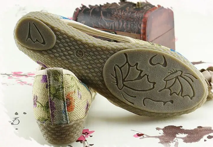 Vintage Women Flats Summer New Soft Canvas Embroidery Shoes Casual Slip On Bow Dance Flat Sandals For Woman Zapatos Mujer 29