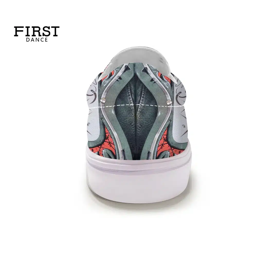 FIRST DANCE Fashion Casual Black Slip On Shoes For Men Nice Skull Printed Loafers Shoes Nice Flat-Bottomed Skull Shoes Spring 26