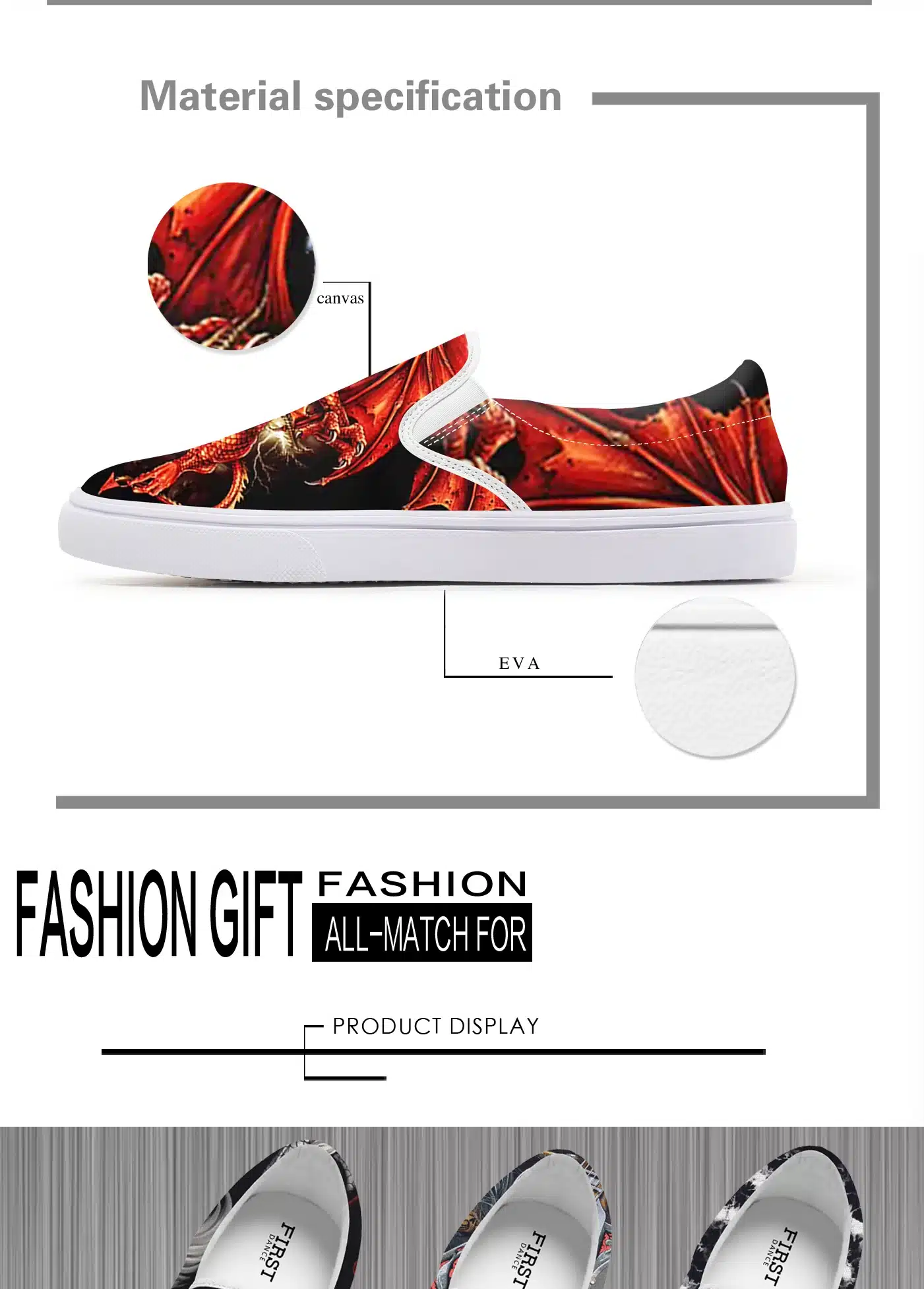 FIRST DANCE Fashion Casual Black Slip On Shoes For Men Nice Skull Printed Loafers Shoes Nice Flat-Bottomed Skull Shoes Spring 33