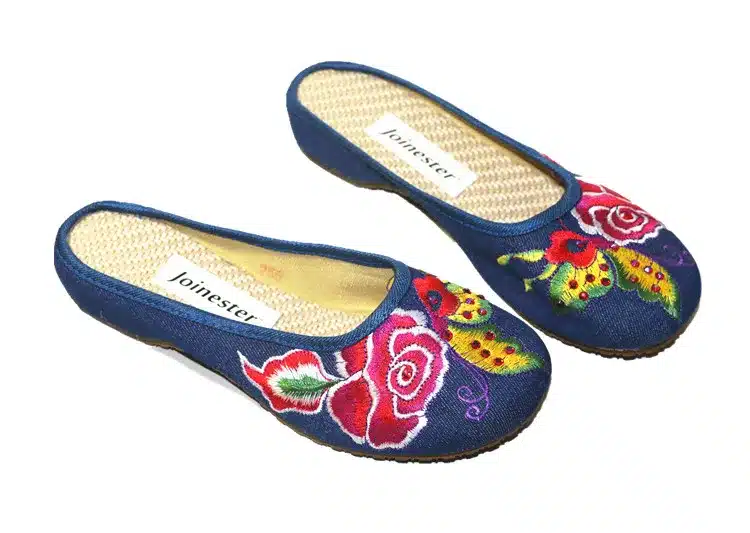 Chinese Flavor Floral Embroidered Wedges Canvas Casual Shoe Ethnic Style Dancing Shoe Round Toe Vintage Leisure Slippers 2