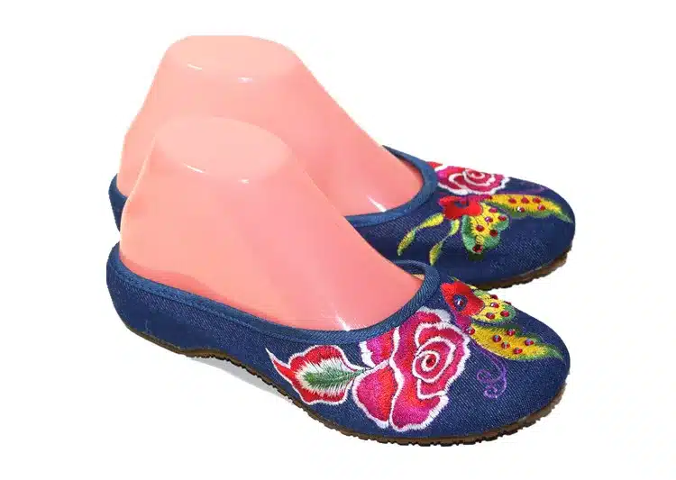 Chinese Flavor Floral Embroidered Wedges Canvas Casual Shoe Ethnic Style Dancing Shoe Round Toe Vintage Leisure Slippers 8