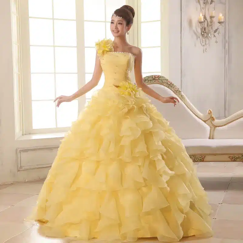 Suosikki Arrival Evening Dress Ball Gown One Shoulder Ruffle Rhinestone Evening Gown Prom Dresses Vestido De Festa Longo 2018 12