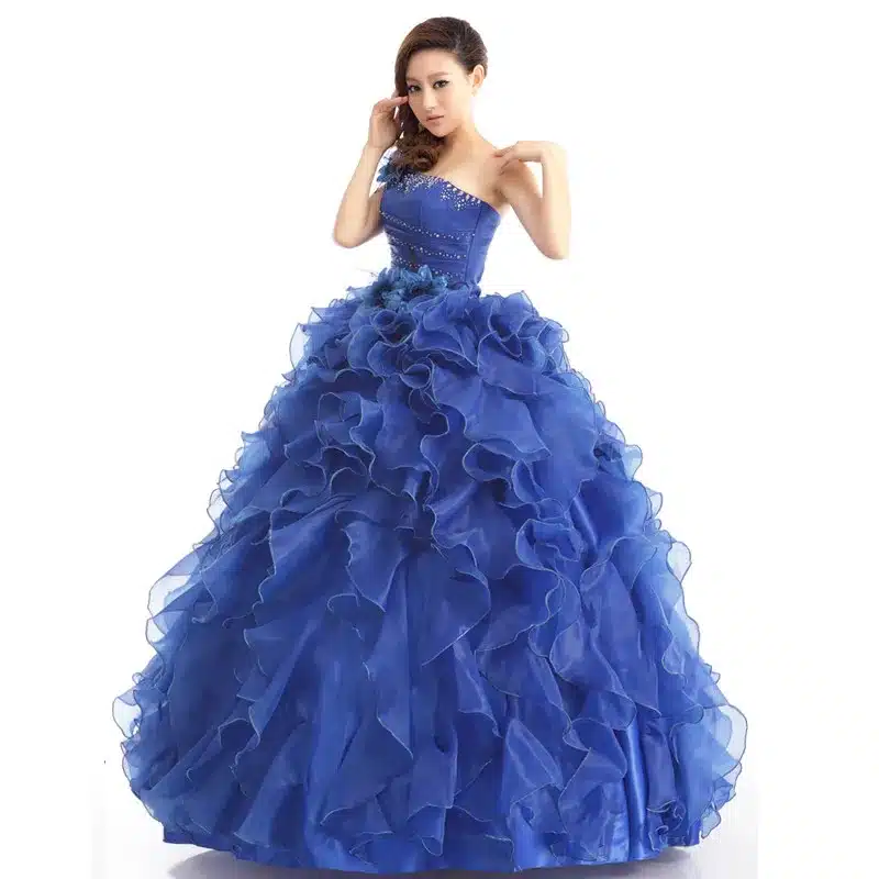 Suosikki Arrival Evening Dress Ball Gown One Shoulder Ruffle Rhinestone Evening Gown Prom Dresses Vestido De Festa Longo 2018 14