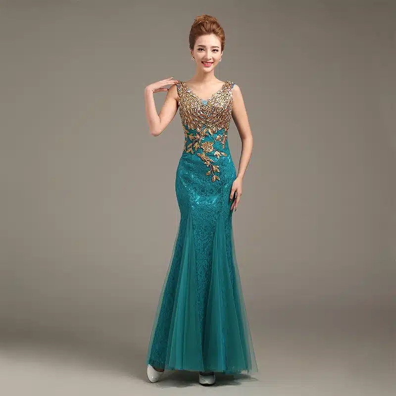 Robe de soiree 2018 V-Neck Beaded Long with Appliques gowns Mermaid Evening Dresses vestido de festa prom dresses party dresses 10