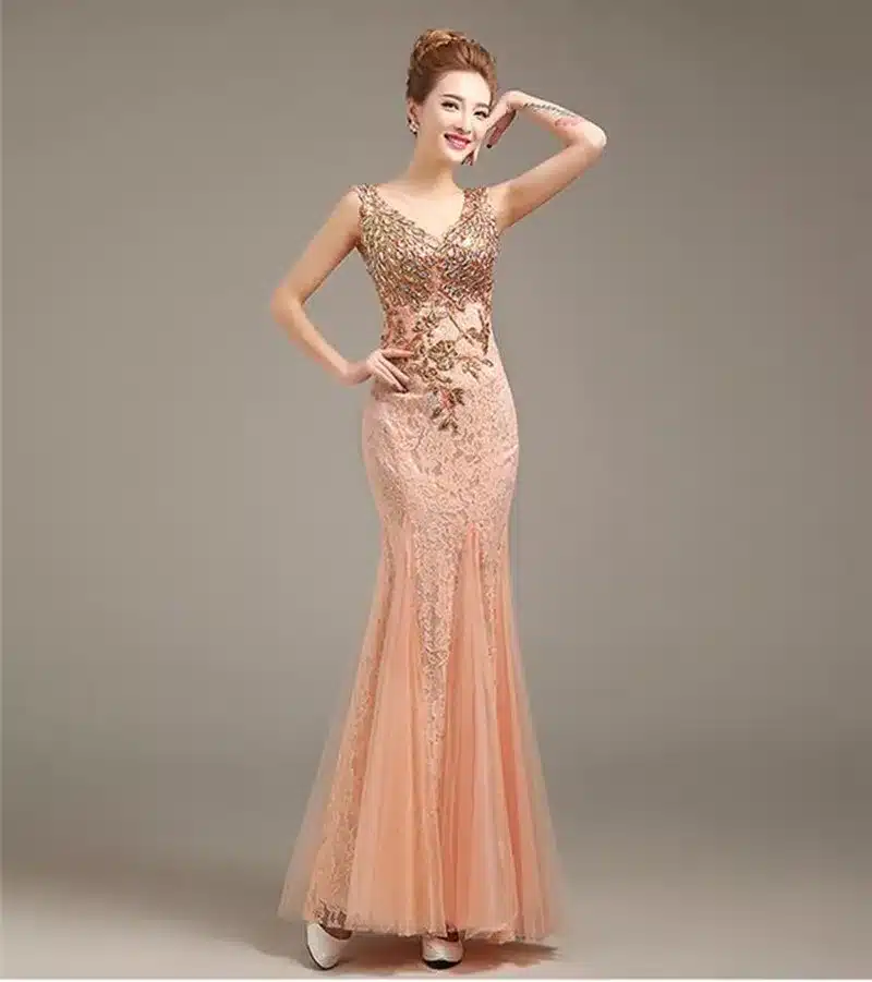 Robe de soiree 2018 V-Neck Beaded Long with Appliques gowns Mermaid Evening Dresses vestido de festa prom dresses party dresses 15