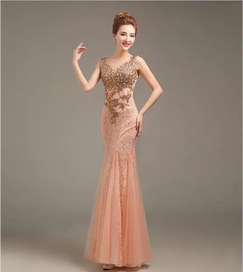 Robe de soiree 2018 V-Neck Beaded Long with Appliques gowns Mermaid Evening Dresses vestido de festa prom dresses party dresses 17