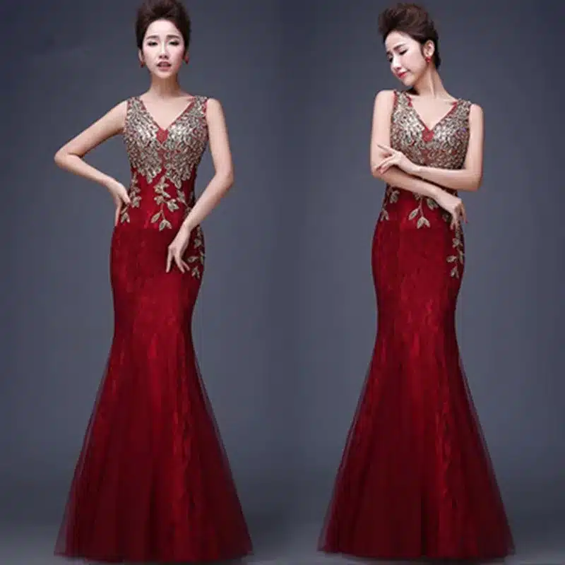 Robe de soiree 2018 V-Neck Beaded Long with Appliques gowns Mermaid Evening Dresses vestido de festa prom dresses party dresses 21