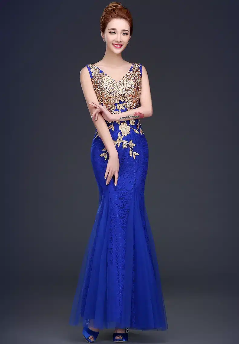 Robe de soiree 2018 V-Neck Beaded Long with Appliques gowns Mermaid Evening Dresses vestido de festa prom dresses party dresses 26