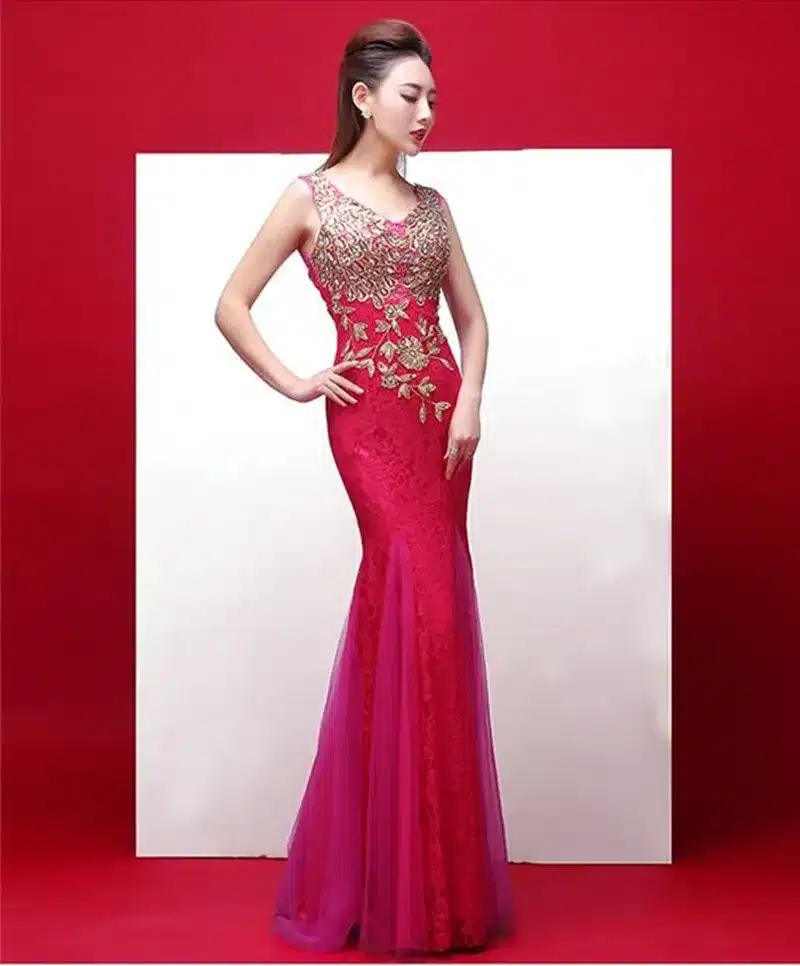 Robe de soiree 2018 V-Neck Beaded Long with Appliques gowns Mermaid Evening Dresses vestido de festa prom dresses party dresses 29