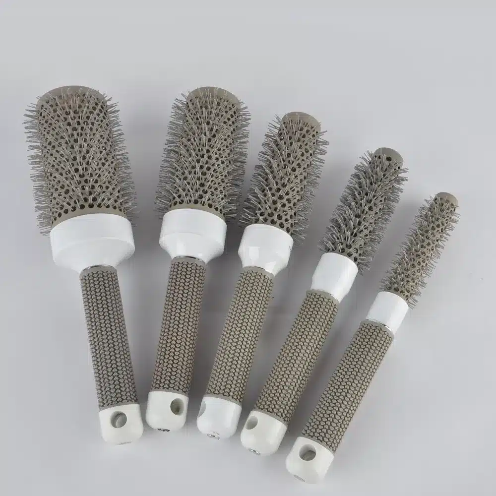 5pcs Different Sizes Gray Hairdressing Brush Tool Comb Round Barrel Curling Rubber Brush Comb Professional Barber Salon Supplies 6