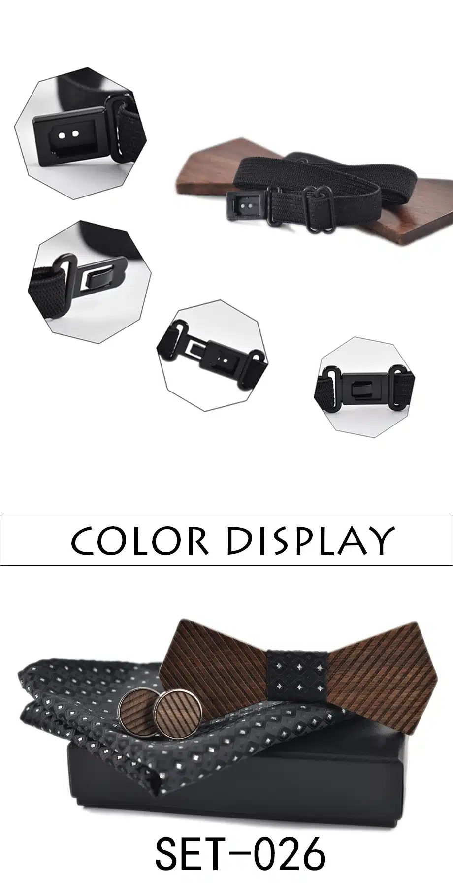 New arrival Fashion Handmade Wood Bow ties Bowtie Butterfly Gravata Strip Ties For Men Cufflinks Handkerchief Set 13