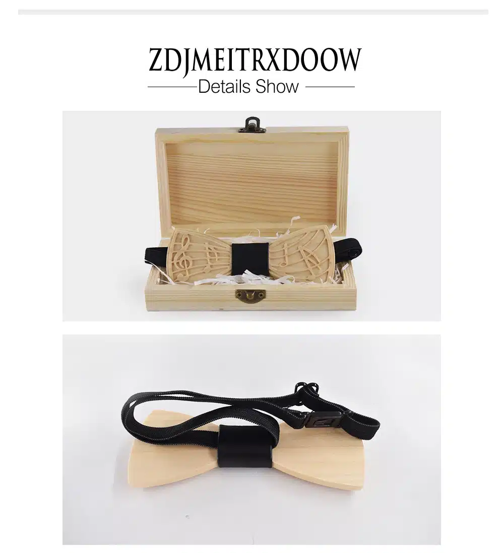 New Design Formal Commercial Wooden Bow Tie Male Solid Marriage Bow Ties For Men Women Wedding Party Butterfly Cravat Wood Tie 15