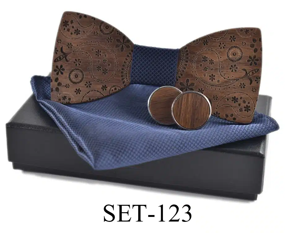 New 2018 wooden tie Cufflinks Kerchief fashion wood bow tie wedding dinne printing Handmade corbata Wooden Ties Gravata set 7