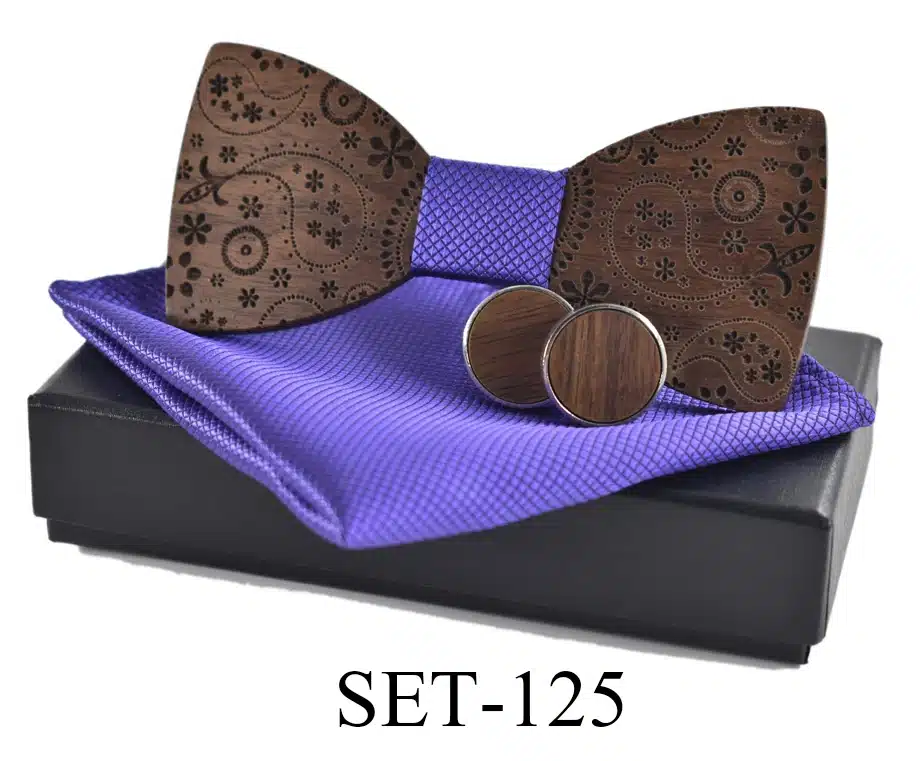 New 2018 wooden tie Cufflinks Kerchief fashion wood bow tie wedding dinne printing Handmade corbata Wooden Ties Gravata set 8