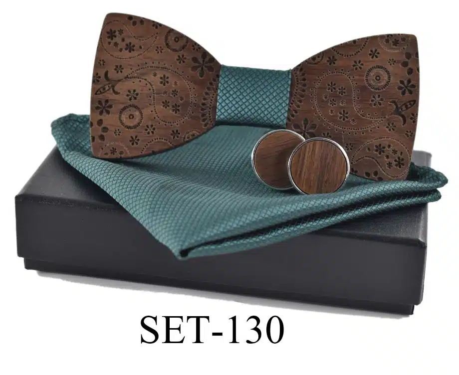 New 2018 wooden tie Cufflinks Kerchief fashion wood bow tie wedding dinne printing Handmade corbata Wooden Ties Gravata set 13
