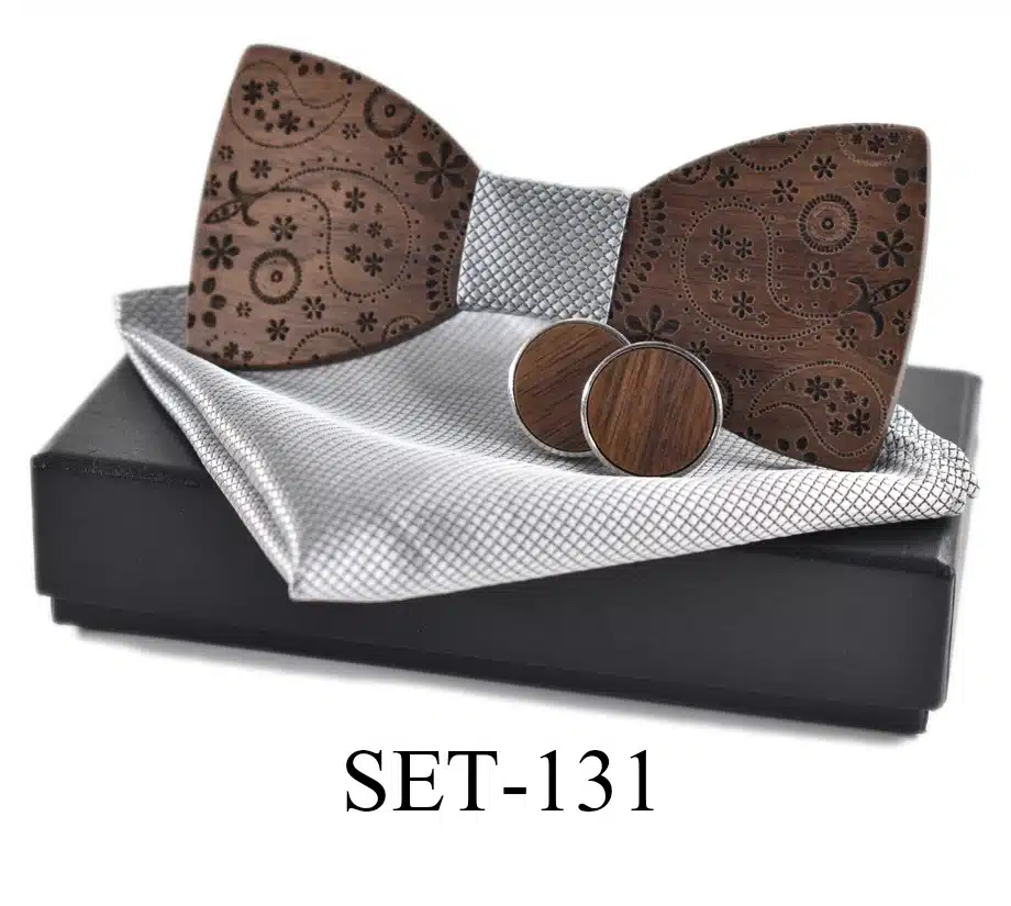 New 2018 wooden tie Cufflinks Kerchief fashion wood bow tie wedding dinne printing Handmade corbata Wooden Ties Gravata set 14