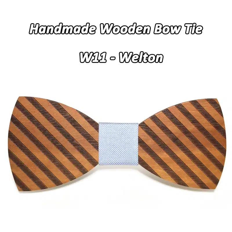 Mahoosive Striped Wood Bow Tie For Men Classic Wooden Bowties Neckwear Butterfly Wood Bow Tie Cravats Accessories Bowknot 12