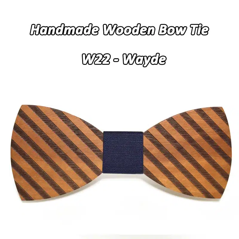 Mahoosive Striped Wood Bow Tie For Men Classic Wooden Bowties Neckwear Butterfly Wood Bow Tie Cravats Accessories Bowknot 34