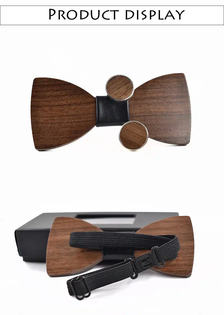 Fashion Wedding Wood Bow Tie Cufflinks Set Mens Suit Papillon Corbatas Tie gravata Pajaritas Hombre noeud papillon enfant 4