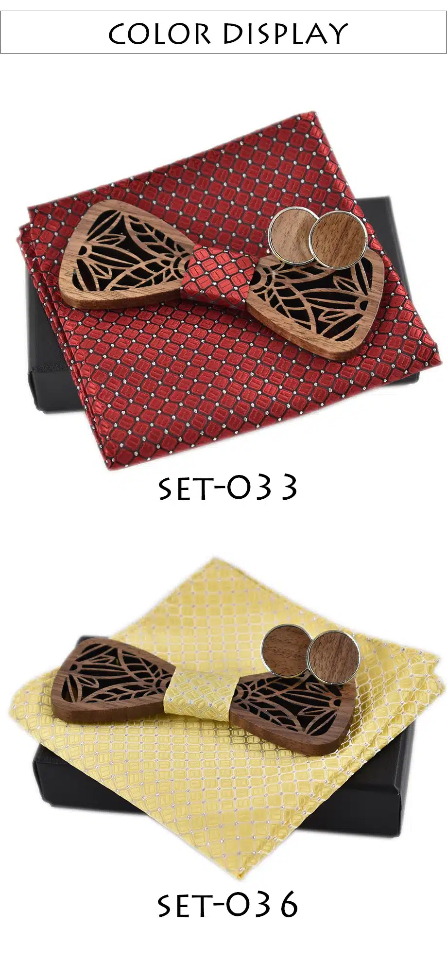 ZDJMEITRXDOOW wooden bow Tie set and Handkerchief Bowtie Necktie Cravate Homme Noeud Papillon Man Corbatas Hombre Pajarita 11