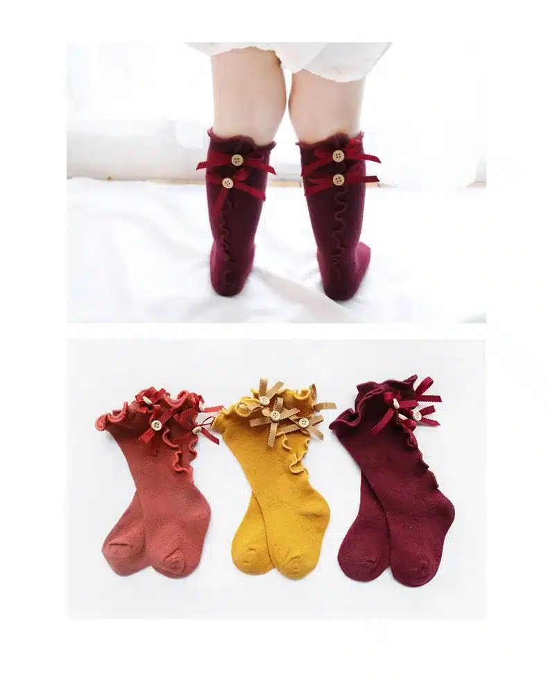 2018 Spring and summer bow wood fungus baby socks children socks cotton slender girl lace socks new sweet 0-8 year socks 11