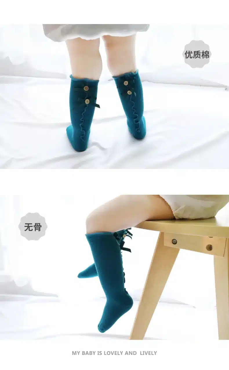 2018 Spring and summer bow wood fungus baby socks children socks cotton slender girl lace socks new sweet 0-8 year socks 14