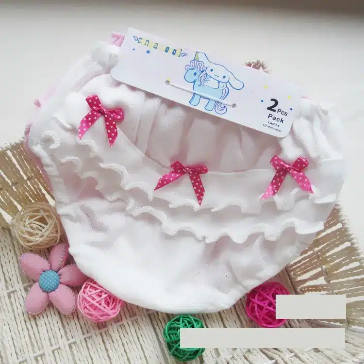 2 piece/lot Baby Clothing cotton Wood ear Bow Pink and white Girl Underwear 0-2 years old Newborn baby girl shorts Underwear 11