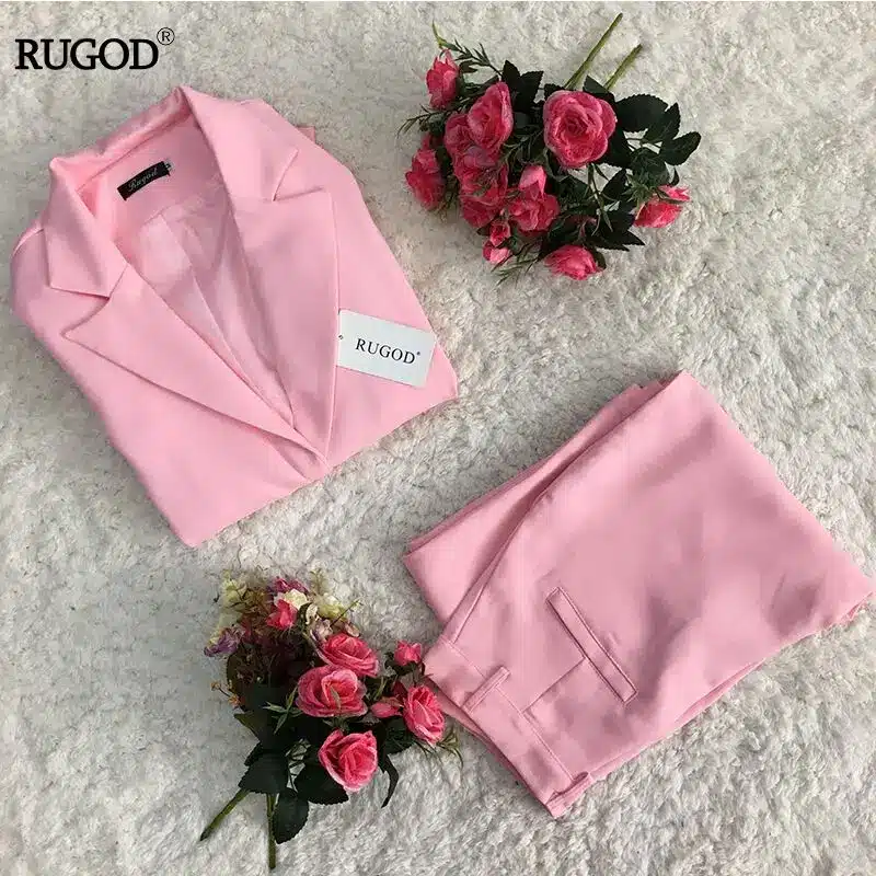 Rugod 2018 Spring Office Lady Elegant Business Suits Women Stylish Two piece sets Long Sleeve Jacket and Trouser Hot Sale Suits 28