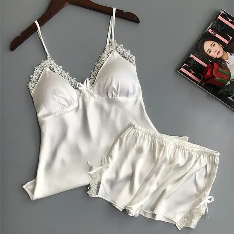 Sexy Lingerie Women's Satin Silk Pajama Summer Spaghetti Strap Sleepwear lace pijama pyjamas women home clothes bathrobe 2018 4