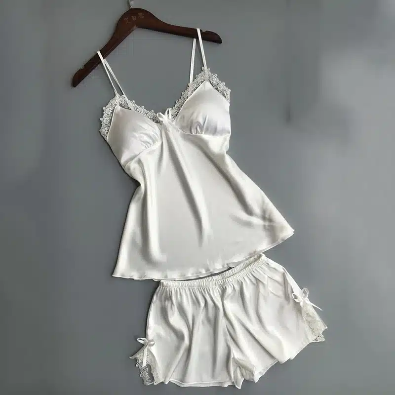Sexy Lingerie Women's Satin Silk Pajama Summer Spaghetti Strap Sleepwear lace pijama pyjamas women home clothes bathrobe 2018 5
