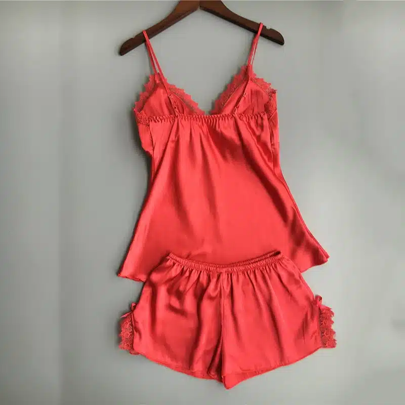 Sexy Lingerie Women's Satin Silk Pajama Summer Spaghetti Strap Sleepwear lace pijama pyjamas women home clothes bathrobe 2018 13