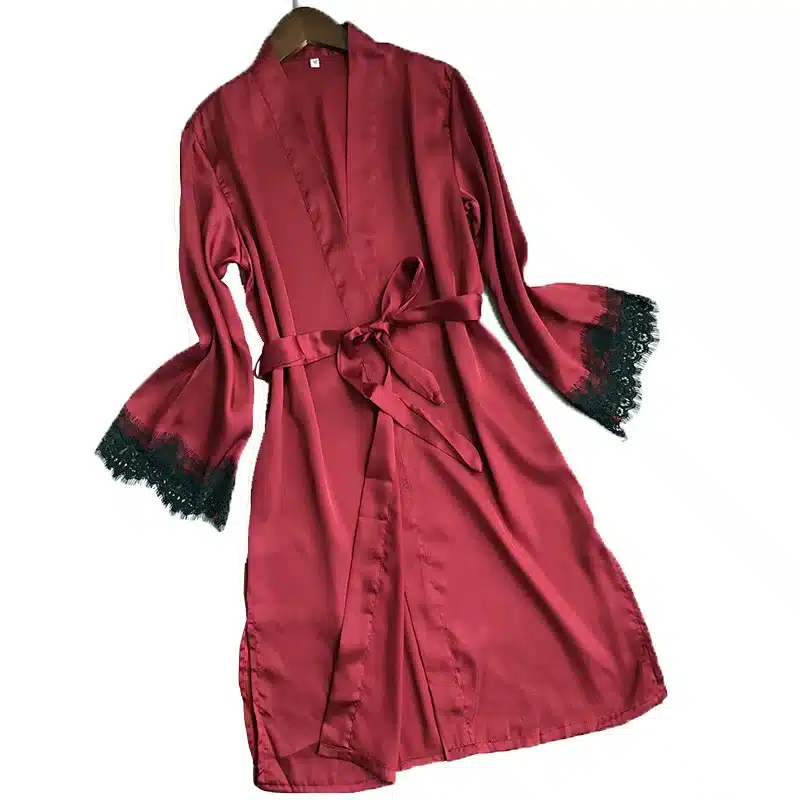Pajamas Robe 2018 Hot Winter Sexy Lace Nightgowns Women Bathrobe Set Nighties Dress Long Sleeve Blouse Female Sleepwear Pijama 13