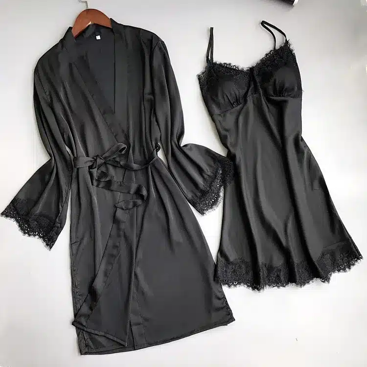 Pajamas Robe 2018 Hot Winter Sexy Lace Nightgowns Women Bathrobe Set Nighties Dress Long Sleeve Blouse Female Sleepwear Pijama 20