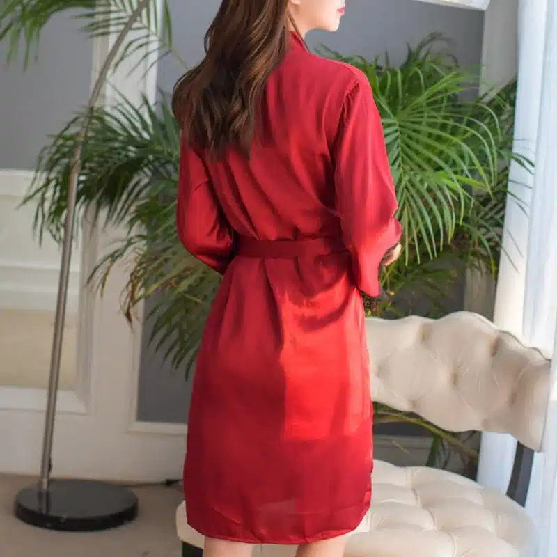 Pajamas Robe 2018 Hot Winter Sexy Lace Nightgowns Women Bathrobe Set Nighties Dress Long Sleeve Blouse Female Sleepwear Pijama 28