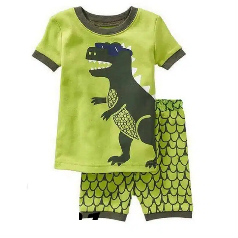 2018 Fashion Boys Pajamas Suit Summer Children Dinosaur Baby Sleepwear Baby Boy's Clothes 100% Cotton Tee shirt Short Pants Soft 10