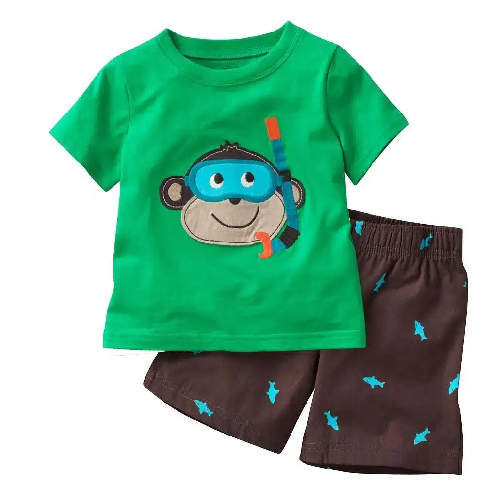2018 Fashion Boys Pajamas Suit Summer Children Dinosaur Baby Sleepwear Baby Boy's Clothes 100% Cotton Tee shirt Short Pants Soft 12