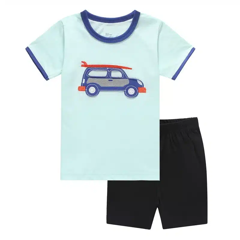 2018 Fashion Boys Pajamas Suit Summer Children Dinosaur Baby Sleepwear Baby Boy's Clothes 100% Cotton Tee shirt Short Pants Soft 13