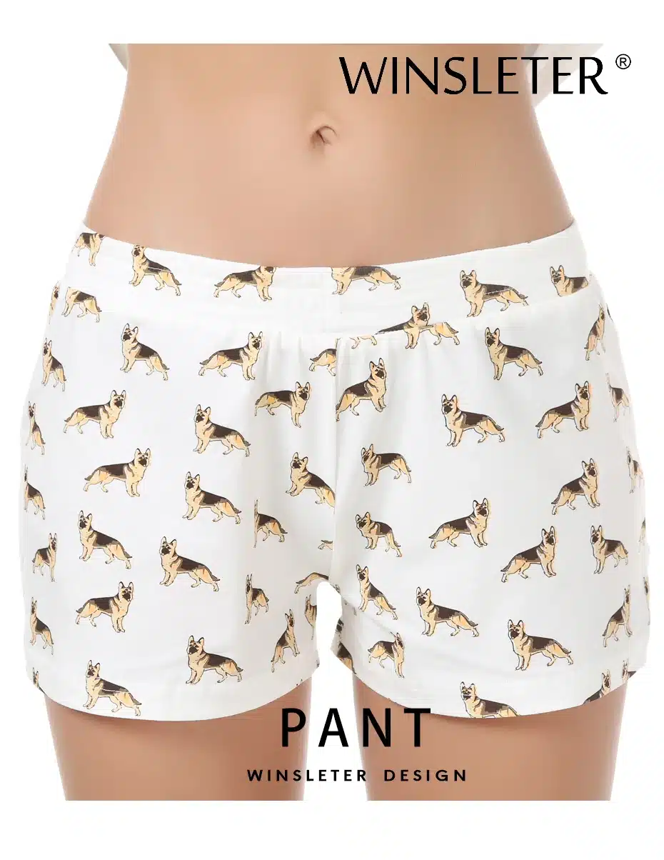 New 2018 Summer Sleep Bottoms Pajama Shorts Cotton German Shepherd Print Cute Elastic Waist Loose S-XXL Lounge pyjamas B73901 10