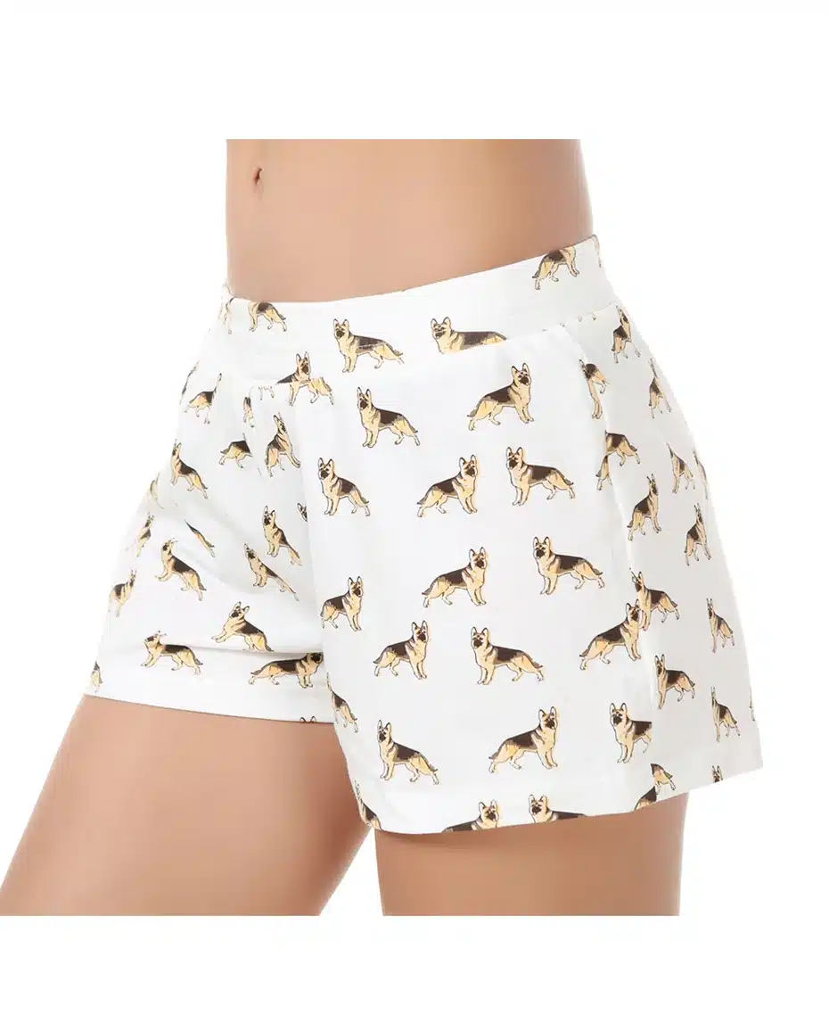 New 2018 Summer Sleep Bottoms Pajama Shorts Cotton German Shepherd Print Cute Elastic Waist Loose S-XXL Lounge pyjamas B73901 11