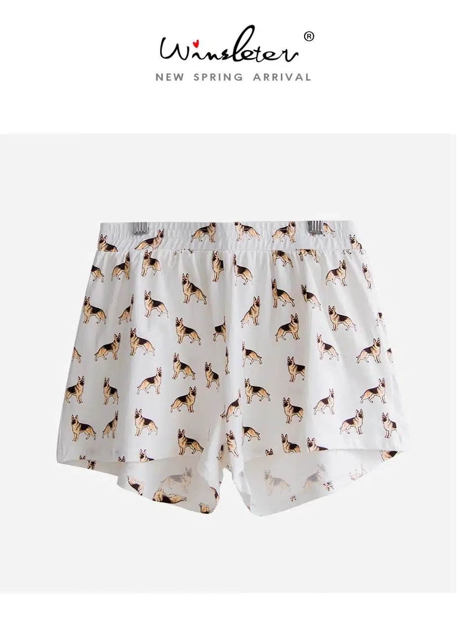 New 2018 Summer Sleep Bottoms Pajama Shorts Cotton German Shepherd Print Cute Elastic Waist Loose S-XXL Lounge pyjamas B73901 14