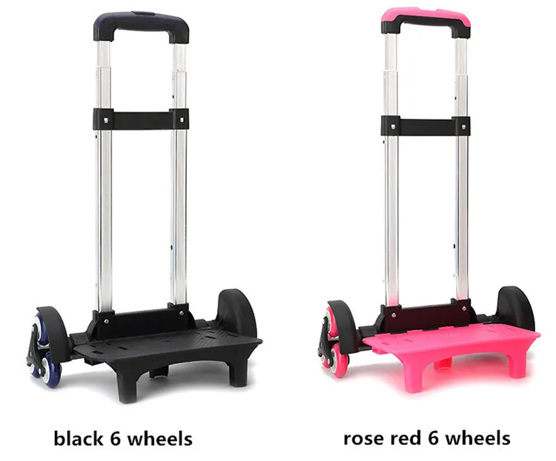 Children 2/6 Wheels Expandable Rod Aluminum alloy Pull Rod Bracket Roll Cart Kid Trolley For Backpack And School Bag Luggage bag 12