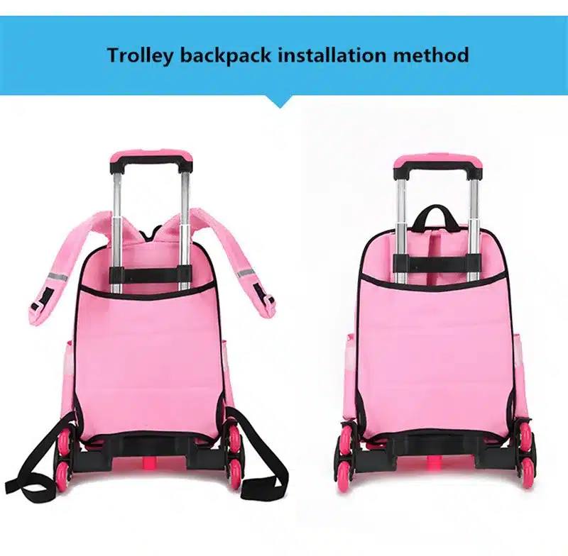 Children 2/6 Wheels Expandable Rod Aluminum alloy Pull Rod Bracket Roll Cart Kid Trolley For Backpack And School Bag Luggage bag 18