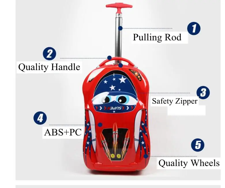 Kid Travel Trolley luggage suitcase for travel Car kid's Trolley suitcase on wheels Kids wheeled case Children Rolling Case 10