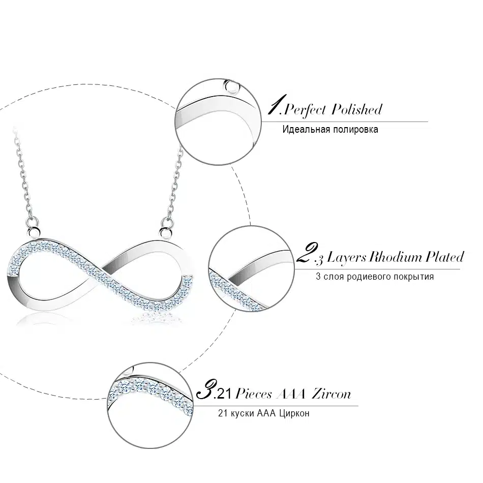 ORSA JEWELS 2017 AAA Brilliant Austrian CZ Infinity Pendant Silver Color Necklace for Women/Lover Fashion Jewelry Gift ON112 26