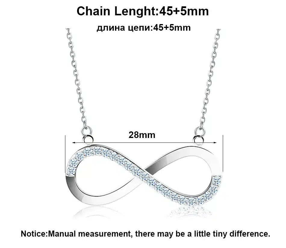ORSA JEWELS 2017 AAA Brilliant Austrian CZ Infinity Pendant Silver Color Necklace for Women/Lover Fashion Jewelry Gift ON112 27