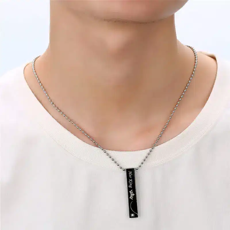 V.Ya "His Angel & Her Demon,Beauty & Beast,His King & His Queen"Love Heart Couple Necklaces Stainless Steel Women Gifts Dropship 17