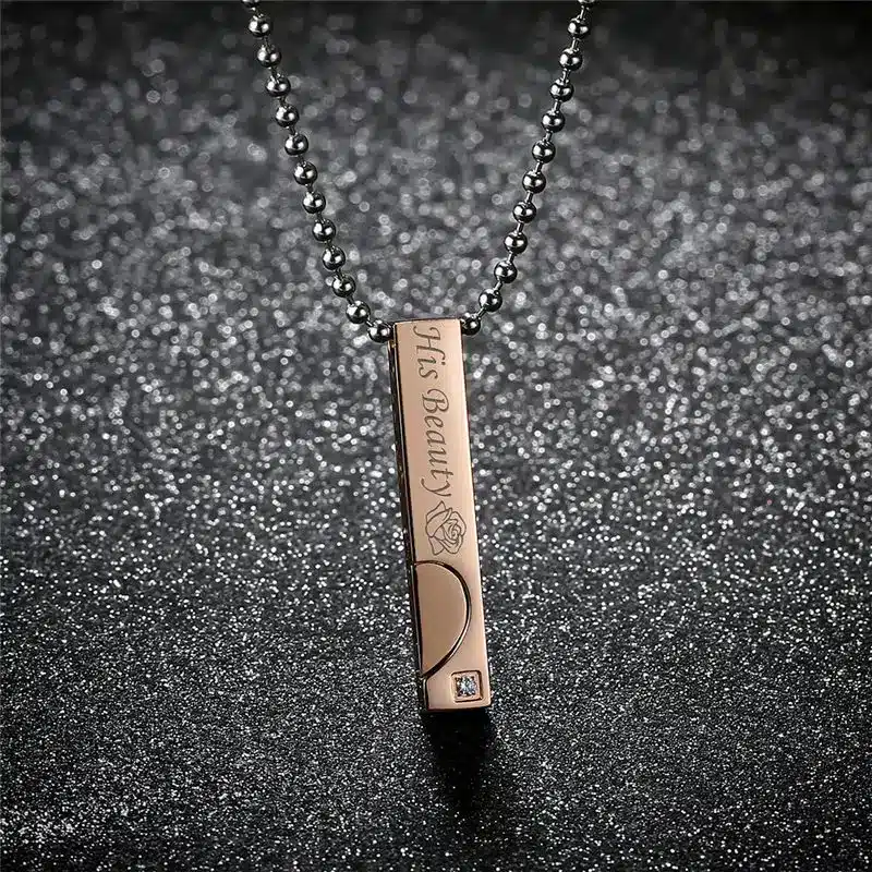 V.Ya "His Angel & Her Demon,Beauty & Beast,His King & His Queen"Love Heart Couple Necklaces Stainless Steel Women Gifts Dropship 20